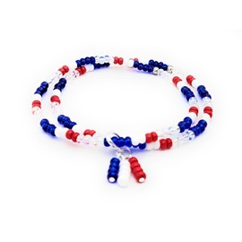 Red White and Blue Ankle Bracelet, Seed Bead Anklet, 4th of July Summer Anklet, Multi Layer