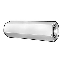 Coupling Nut, 1-1/2"-12, Steel, Grade 2, Zinc Plated, 3-1/2 in Lg, 2 in Hex Wd