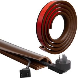 6ft Floor Cord Cover with Side-Open Design – Self-Adhesive Silicone Cable Protector, Flexible Cord Hider for Wires on Floor, Home/Office Safety Cover for Extension Cords & Power Cables (Brown)