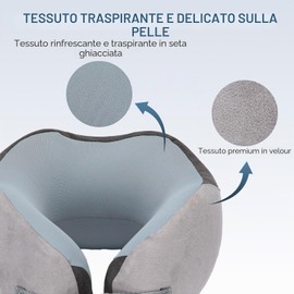 Euqvunn Cuscino da Viaggio Regolabile con Borsa, Cuscino Viaggio in Memory Foam, Cuscino Morbido e Traspirante per Adulti, Poggiatesta Ergonomico per Viaggi e Pendolarismo, Grigio