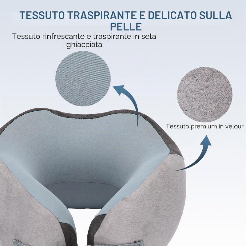 Euqvunn Cuscino da Viaggio Regolabile con Borsa, Cuscino Viaggio in