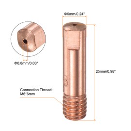 HARFINGTON 20Pcs Welder Tips .030" Bore Diameter M6 Copper Contact Tip for MIG 15AK Welding Torch Gun