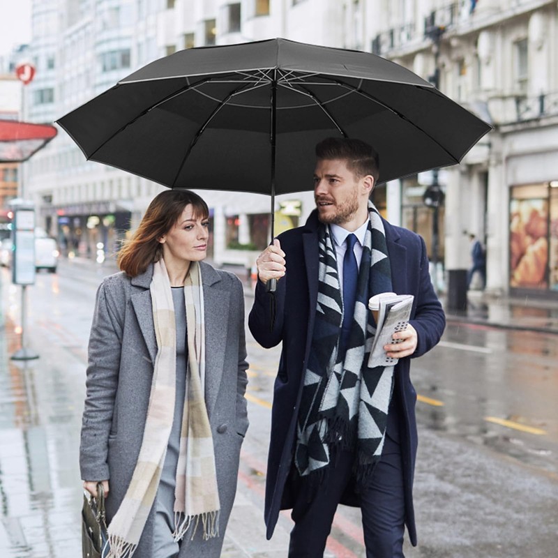 G4Free 62 Inch Windproof Inverted Umbrella with Reflective Stripe Large
