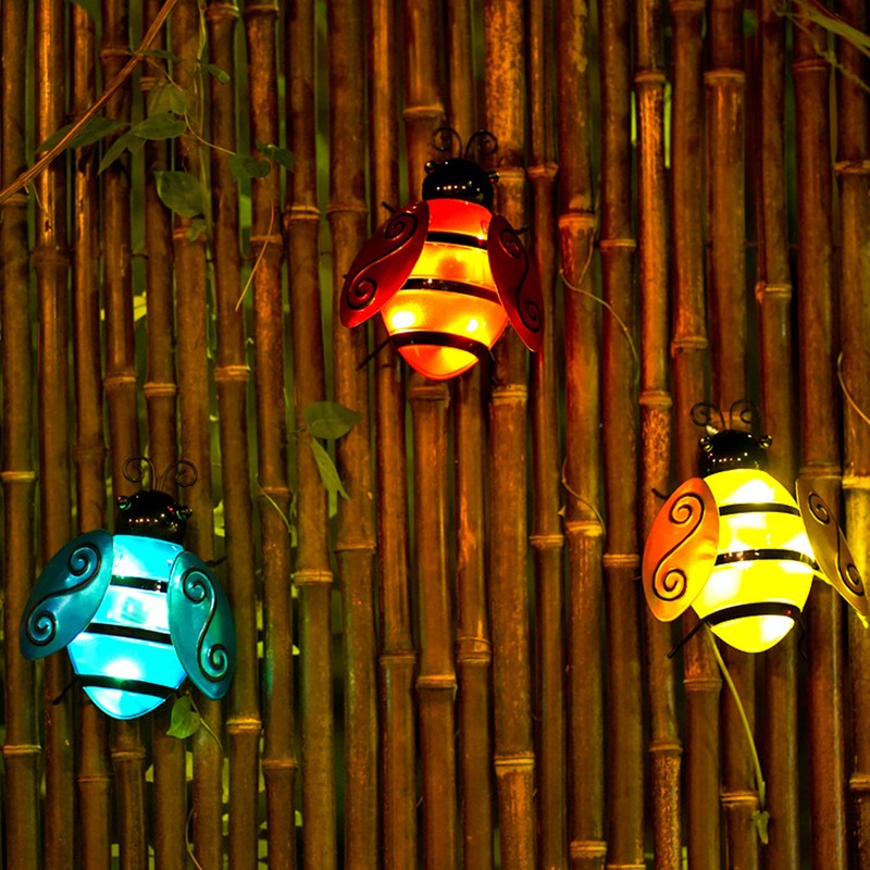 3pcs Solar Bee Lights Cute Innovative Iron Art Solar Powered