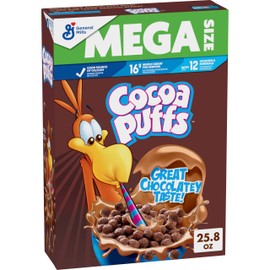 Cocoa Puffs, Chocolatey Breakfast Cereal, Made with Whole Grain, Mega Size, 25.8 oz