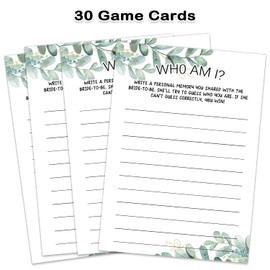 Bridal Shower Game Cards, Who Am I Game, Greenery Theme Engagement Party Cards For Wedding, Bridal Shower Decorations, Engagement Activities Ideas, Wedding Shower Party Game Card