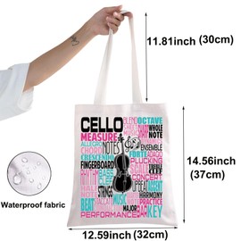 BWWKTOP Cello Canvas Tote Bag Cellist Gifts Cello Players Shoulder Bag Cellist Musician Gifts (Cello TG)