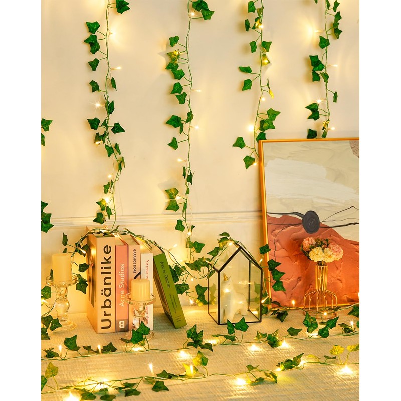 JMEXSUSS 100 LED Vines with Lights Plug in, Ivy Vines