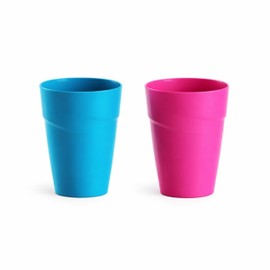 Set di 2 bicchieri rigidi di plastica riutilizzabili 250 ml - bicchieri colorati - Per casa, feste ed eventi - Colori casuali