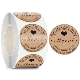 Christmas Thank You Labels Stickers for Presents,Birthday Christmas Sticky Labels (Merci)