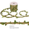 Natural Jute Twine Ribbon with Artificial Green Leaves – 33ft
