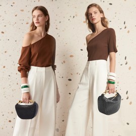 SKYK Crossbody Bags for Women Trendy Mini Satchel Handbags PU Leather Shoulder Bag Top Handle Purse with 2 Straps (Black)