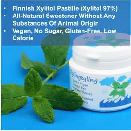 Xylingxyling - Finnish Xylitol Pastille - 100% Vegan, No Sugar, Gluten free, Natural Flavours For Dental Care and Fresh Breath, 90g/160pcs (Peppermint)