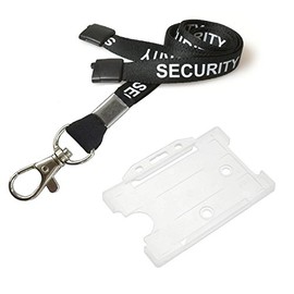 Customcard ltd® Security Neck Lanyard Black Metal Clip & Opaque Open Faced ID Card Holder