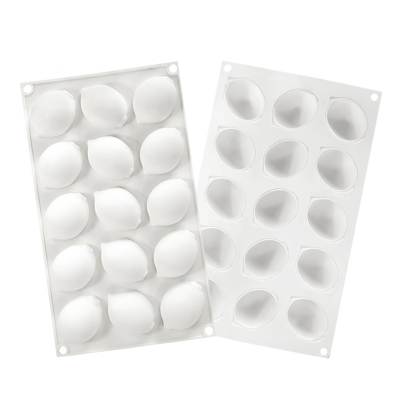 Silicone Lemon Mold, 15-Cavity Fruit Shape Baking Tray for Desserts,