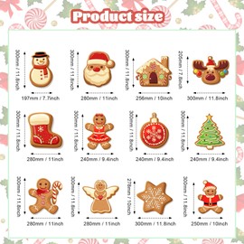 12 Pieces Gingerbread Christmas Outdoor Lawn Sign Decorations Holiday Xmas Tree Yard Sign with 24 Stakes Gingerbread Man Lawn Decorations Outside Deer Lawn Sign for Garden Patio Yard Party Decoration