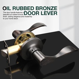 GOBEKOR 6 Pack Interior Door Handles Passage Door Levers Closet Door Handle with Lock Oil Rubbed Bronze Lever Door Handle