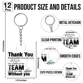 Opomzk 12 Pcs Team Appreciation Gifts Thank You Gift Bulk for Coworkers Employees Staff Teachers Colleagues Boss Leader, We Wouldn't Be the Team that We Are without You Acrylic Puzzle Piece Keychains