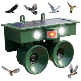 2026 Solar Bird Repellent Outdoor: Ultrasonic Pigeon Repeller with Motion Sensor & Flashing Light,Woodpecker Deterrent Device for Garden,Yard&Patio-Waterproof Bird Deterrent Device
