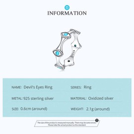 Evil Eye Turquoise Ring for Women: 925 Sterling Silver Turkish Eyes Stackable Rings Wedding Eternity Band Engagement Promise Bands, Beautiful Jewellry Birthday Gifts for Teen Girls, Size 8