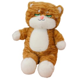 13.7 Inches /35cm Fat Orange Plush Cat Toy, Realistic Stuffed Animal for Kids and Adutls, Soft Cat Weighted Plush Animal Pillow Toy for Ideal Christmas & Birthday Present (Yellow)