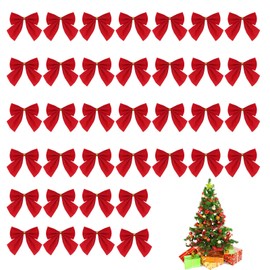 KARELLS Christmas bows, pack of 36 Christmas tree bows, red bows, Christmas, Christmas tree decoration, Christmas arches, Christmas tree decorations for wedding party, home decoration, wreath, New