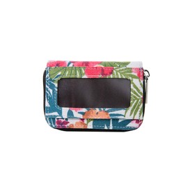 RFID Blocking Credit Card Case Holder Accordion Cotton Wallet, white flowers