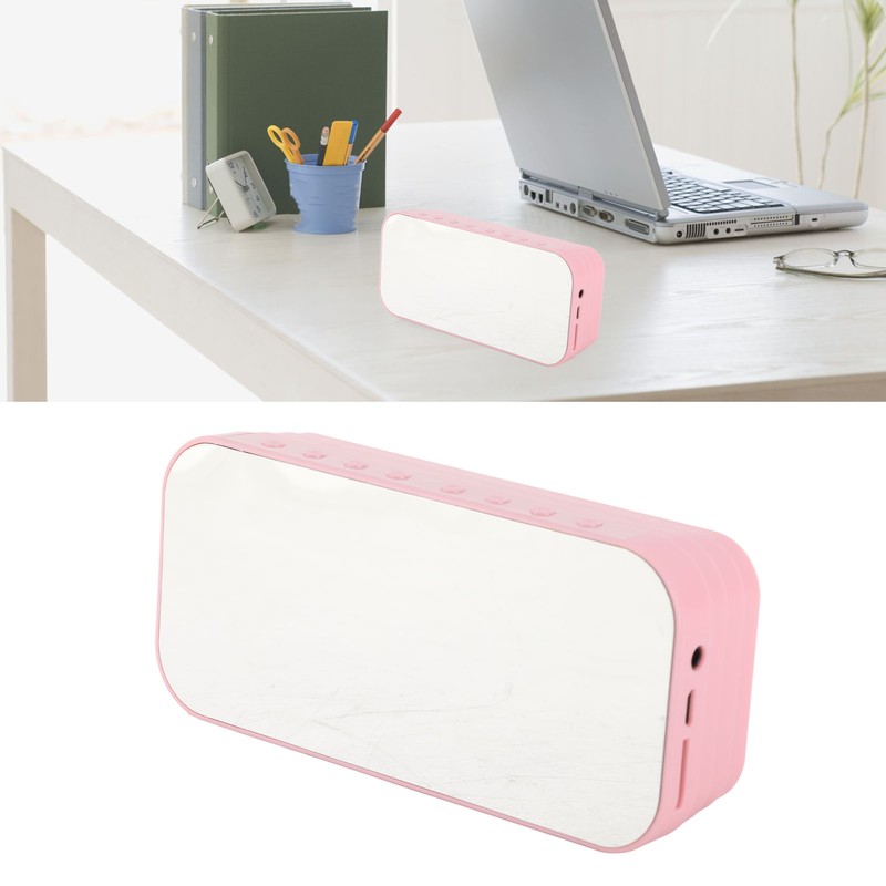 Alarm Clock Bluetooth Speaker Rechargeable Large Volume Mirror Display Portable