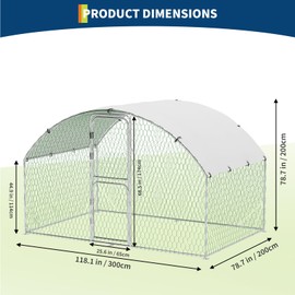 Large Walk-in Metal Chicken Coop,9.8' W x 6.5' L x 6.5'H Heavy Duty Chicken Run with Waterproof and Anti-Uv Cover,Chicken Pens Outdoor with Top for Ducks,Rabbits,Walk-in Poultry Cage for Yard,Farm