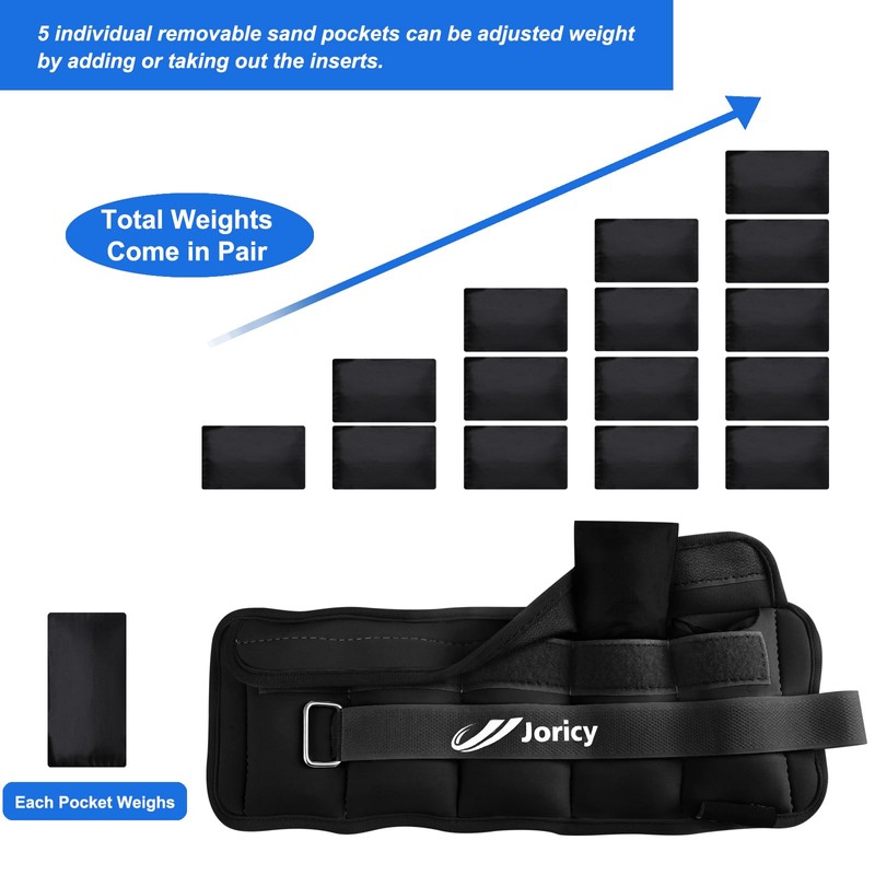 Adjustable Ankle Weights for Women Men Kids 1/2/3/4/5/6/8/10/12/20 LBS 1