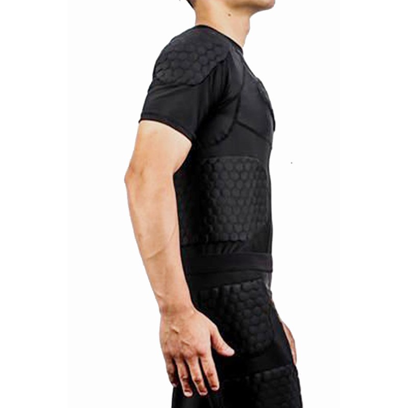 DGYAO Padded Comprssion T Shirt, Mens Rugby Safe Guard Top