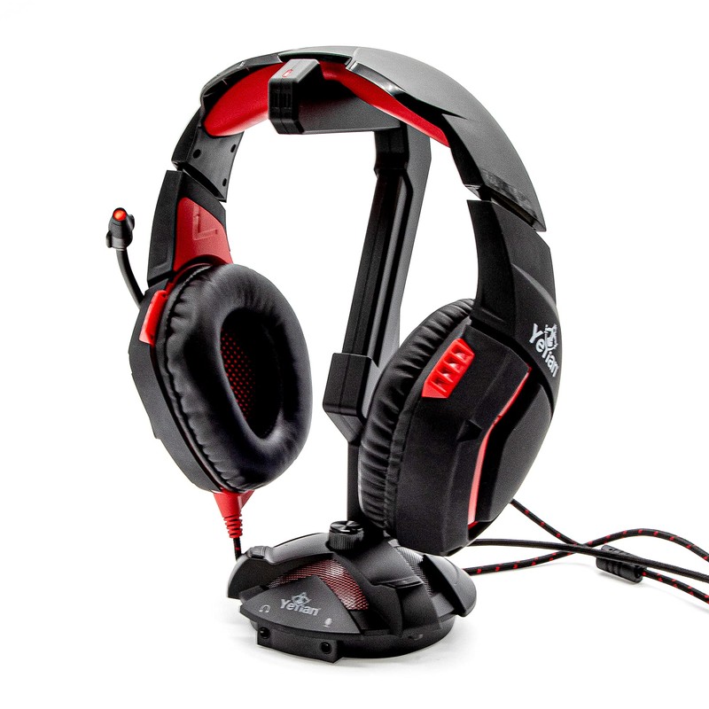 Yeyian Soporte Gamer Over power para audifonos, 2 puertos USB,