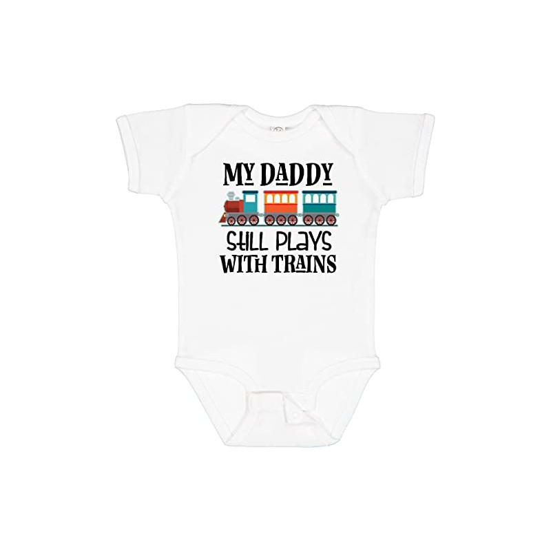 inktastic Daddy Still Plays with Trains Baby Bodysuit Newborn 0020