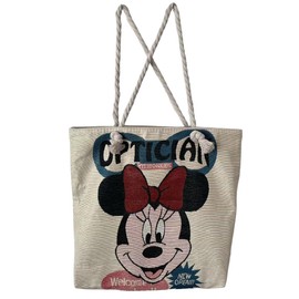 Cute Canvas Tote Bag for Women, Extra Large Capacity Handbag with Zipper, Reusable Vintage Shoulder Bag for Travel, Shopping, Work, School, and Daily Use - Mouse