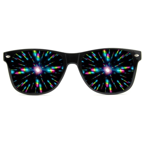 GloFX 究極の回折メガネ マットブラック 限定版 レイブアイウェア レイブウェア EDMフェスティバル ライトショー レインボープリズム 万華鏡屈折レンズ