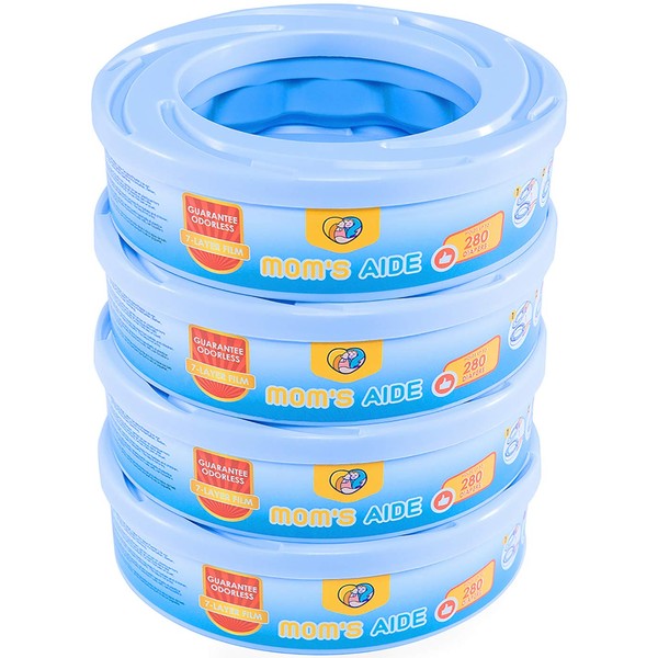 Mom's Aide 4 Refill Cassettes Compatible with Angelcare Nappy Bin