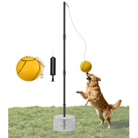 Ansionsol Tetherball Sets with Ball & Rope for Outdoor Backyard, Heavy Duty Detachable Portable Tetherball Set with Iron Sleeve, DIY Tetherball Equipment Kit for Dogs/Kids/Adults(No Base Included