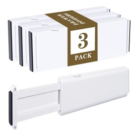 3 Pack Drawer Dividers Adjustable 28.5-44 cm Drawer Organiser Drawer Divider for Kitchen Chest of Drawers White