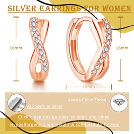 Cangall Hoop Earrings, 925 Sterling Silver Hoop Earrings for Women, Hypoallergenic Lightweight Earrings, Silver 925, Small Sleeping Cartilage Hoop Earrings, Silver 925, Infinity Silver Earrings, Gift