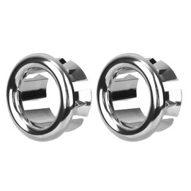 2pcs Sink Overflow Ring, Chrome Bathroom Sink Overflow Trim Ring Universal Fit Drain Cover Hole Insert Cap Bath Parts for Kitchen Bathroom Basin Vanity & Ceramic Sinks
