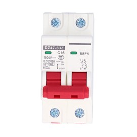 Mini Circuit Breaker, 2P 16A DC 1000V DC Isolator Solar PV System Insulator Overload Protection DIN Rail Installation for Solar Photovoltaic Systems DZ47-63Z