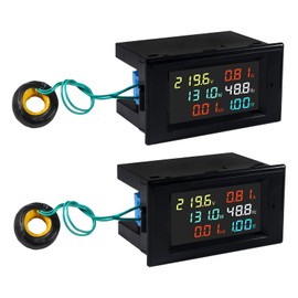 Alinan 2pcs AC Display Meter AC40-300V 100A 110V 220V Voltage Current Power Factor Frequency Electric Energy Monitor Ammeter Voltmeter Tester Digital Color LCD Volt Amp Watt Detector Reader Panel