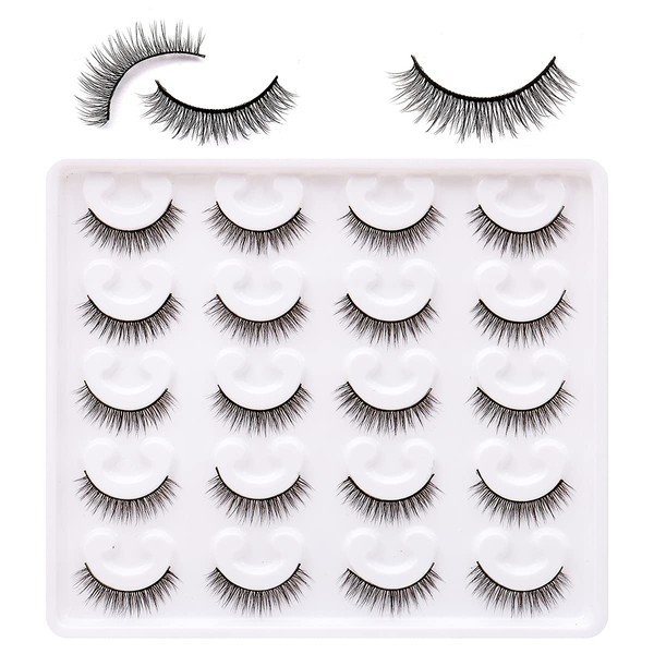Tumzzle Short Eyelashes Natural Look Wispy Lashes Pack 3d 10 pairs Short Lashes Bulk Reusable Faux Mink Lashes 100% Handmade Fake Eyelashes Black 10Pairs_Ariel 10 Pair (Pack of 1)