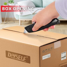DIYSELF 30 Pack Box Cutter Heavy Duty Aluminium Shell Utility Knife | SK5 Steel Sharp Blade | Retractable Knife for Cutting Cartons Ropes and Cardboard | Home and Office Use, PVC Pipe Cutter (Black)