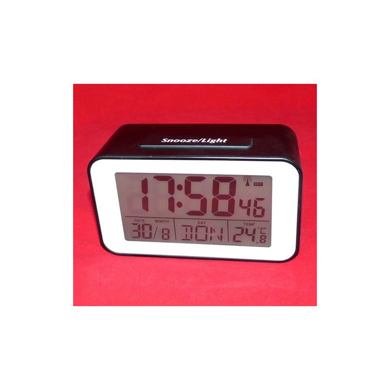 Clock Radio Alarm Clock with Thermometer (SN4491) in Black