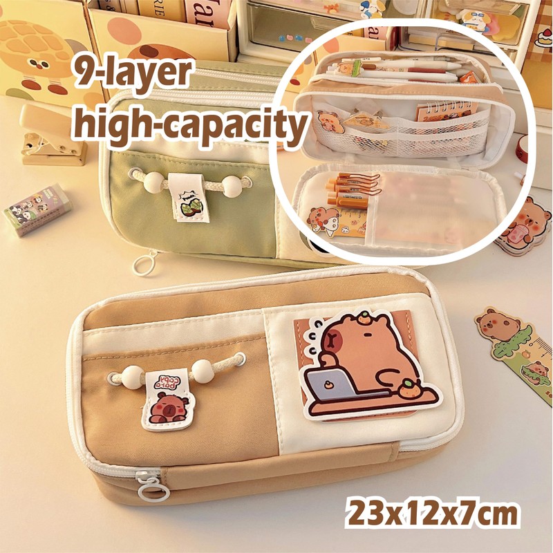 RHUIOKJLDF Cute Capybara Stationery Gift Set ballpoint pens, pencil cse,
