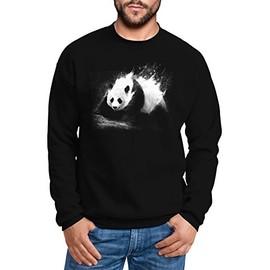 Neverless Men's Panda Splash Crew Neck Sweatshirt, Panda Splash Black