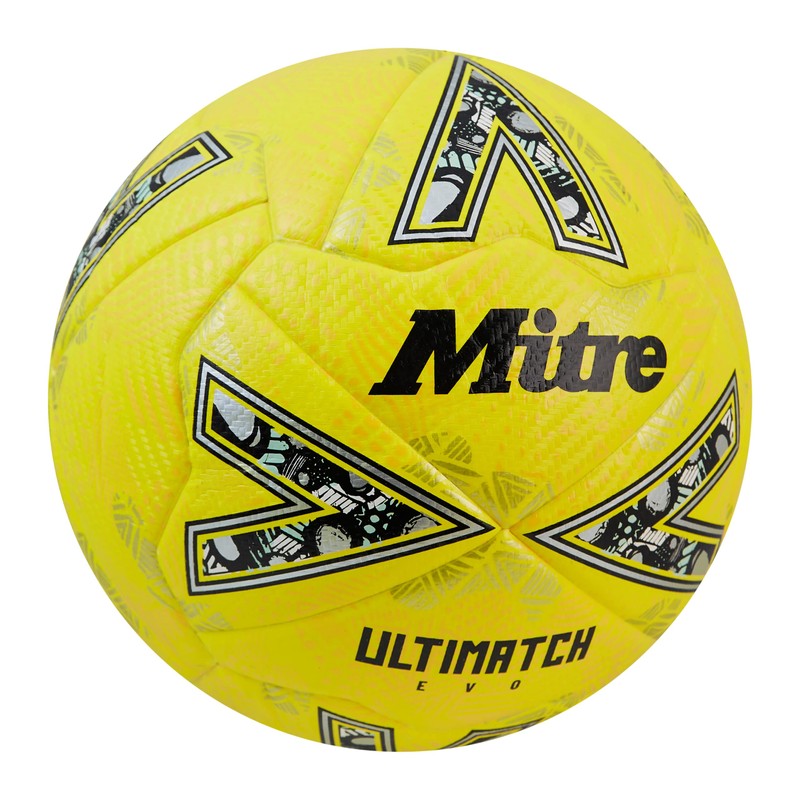 Mitre Unisex-Adult Ultimatch Evo 24 Football, Fluo Yellow/Floodlight Yellow/Gritty Gold,
