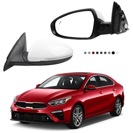 Dasbecan Left Driver Side Mirror DIY Paintable Compatible With 2019-2024 KIA Forte View Mirror With Power Glass/Heated/Turn Signal/Blind Spot/Manual Folding 87610M7090 KI1320225 (8Pins)