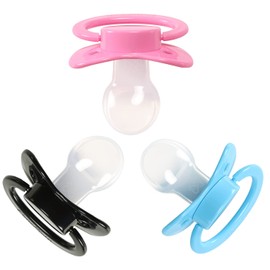 CutiePlusU Chupete de tamaño adulto para adulto, escudo grande, paquete de 3 (rosa, azul, negro)